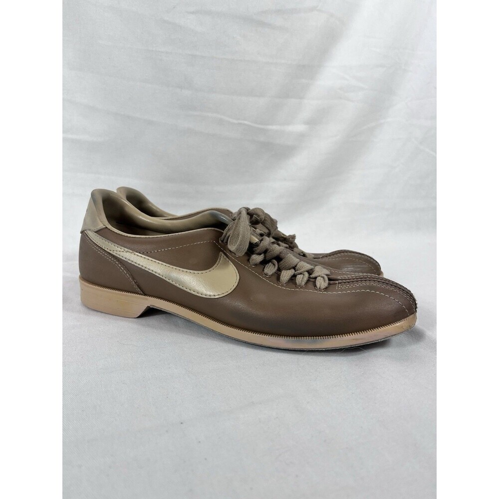VTG 1983 Nike Bowling Shoes Mens 10.5 Rare Brown Tan Leather Swoosh 830709 Retro